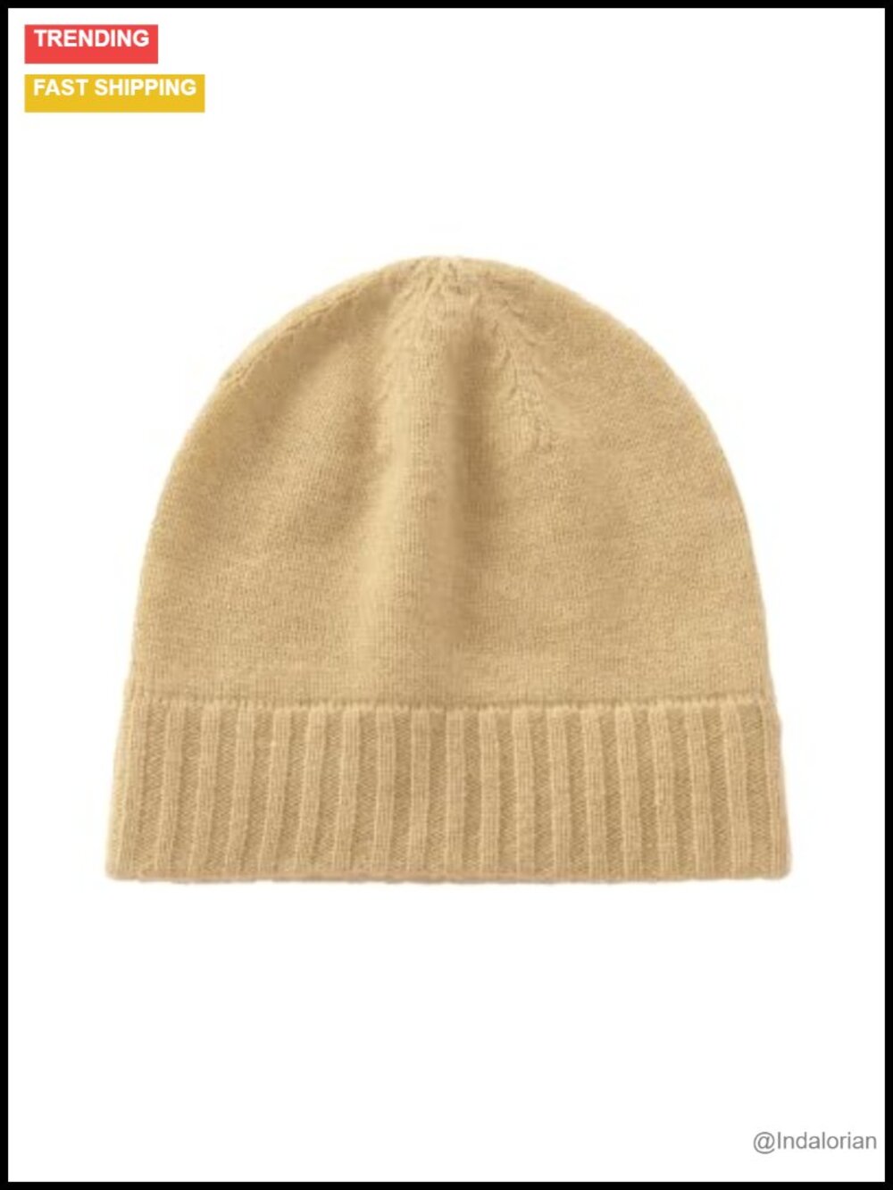100% Cashmere Knit Beanie Hat Warm Winter Skullcap for Women